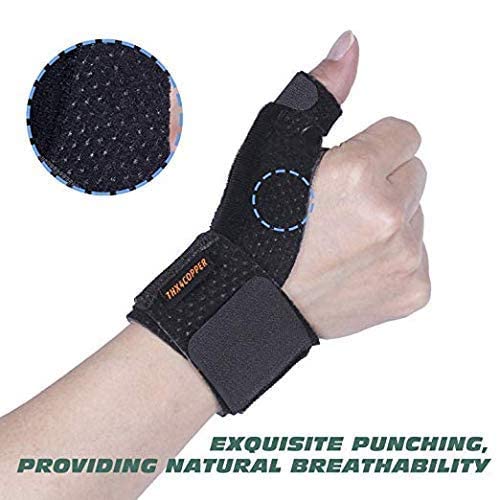 Thx4COPPER Compression Reversible Thumb & Wrist Stabilizer Splint for BlackBerry Thumb, Trigger Finger, Pain Relief, Arthritis, Tendonitis, Sprained, Carpal Tunnel, Lightweight, Breathable,L-XL L-XL - NewNest Australia