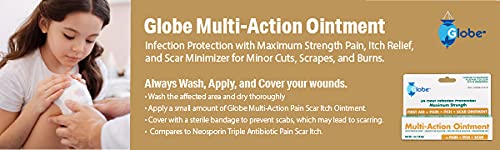 Globe Multi-Action Ointment | Triple Antibiotic Plus Pain-Relieving, Anti-Itch, Scar Minimizer | w/ Neomycin, Bacitracin, Pramoxine HCl & Polymyxin B| Treats Minor Cuts, Scrapes, Burns (4 Pack) - NewNest Australia