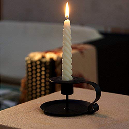 NewNest Australia - TINTON LIFE 2PCS Retro Iron Candle Holder Compatible with Diameter 0.8" Wax Candles (2PCS Black) 2pcs Black 