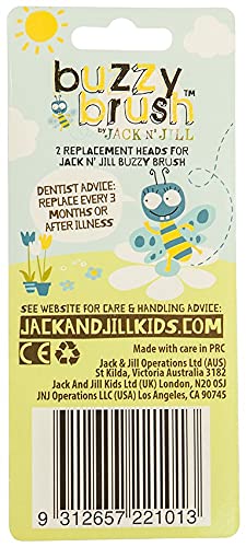 Jack N' Jill Kids Buzzy Brush Replacement Heads, Rotary Design with Soft Vibrations, Only Compatible with Buzzy Brush Electic Musical Toothbrush - 1 x 2 Pack - NewNest Australia