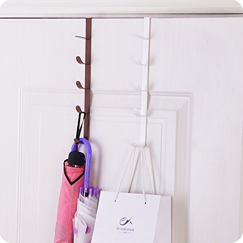 NewNest Australia - Home-Organizer Tech 5 Layers Over The Door Hook Organizer Rack Hanger Backpack Handbag Door Hook, Pack of 2 Beige 