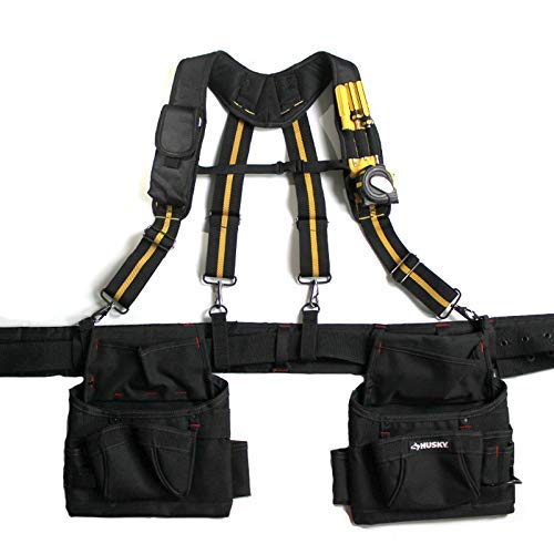 Melo Tough Tool Belt Suspenders with Padded Foam Adjustable Shoulder Straps, Large Phone Holder, Key Chain, Suspenders Loop Adjustable for Carpenter Suspenders Rig (Clip) Yellow - NewNest Australia