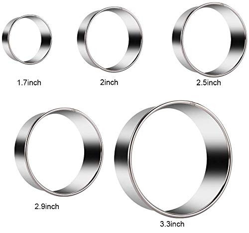 NewNest Australia - KSPOWWIN 5 Pieces Stainless Steel Cookie Cutters Biscuit Plain Edge Round Cutters in Graduated Sizes Shape Molds 5 Pieces Cookie Cutters 