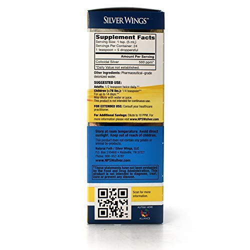 Natural Path Silver Wings Dietary Mineral Supplement, Colloidal Silver, 500 PPM, 4 fl. oz. / 120 ml - NewNest Australia