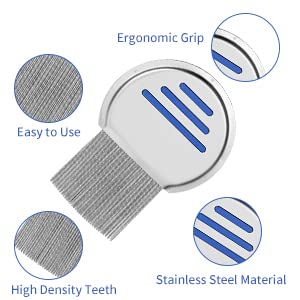 Lice Removal Comb, Stainless Steel Reusable Metal Headlice Nit Removal Lice Comb with Spiral Grooves for Kids Adults Pets Head Lice Treatment, Removes Louse Nits [1 Pack] - NewNest Australia