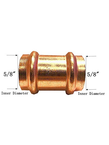 Libra Supply Lead Free 1/2 inch Copper Press Coupling no Stop, Press x Press, (Pack of 10 pcs, Click in for more size options), 1/2'', 1/2-inch copper pipe fitting plumbing supply 1/2'' (10 Pack) - NewNest Australia