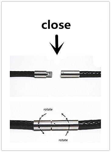 Glory Qin 3mm Black Leather Cord Chain Stainless Steel Clasp Necklace Rope 16 to 28 Inch (16 Inch) 16 Inch - NewNest Australia