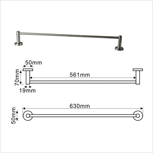 QT Home Decor Premium Modern Single Towel Bar Rack w/Round Base (24 Inches)- Brushed Finish, Made from Stainless Steel, Water and Rust Proof, Wall Mounted, Easy to Install - NewNest Australia