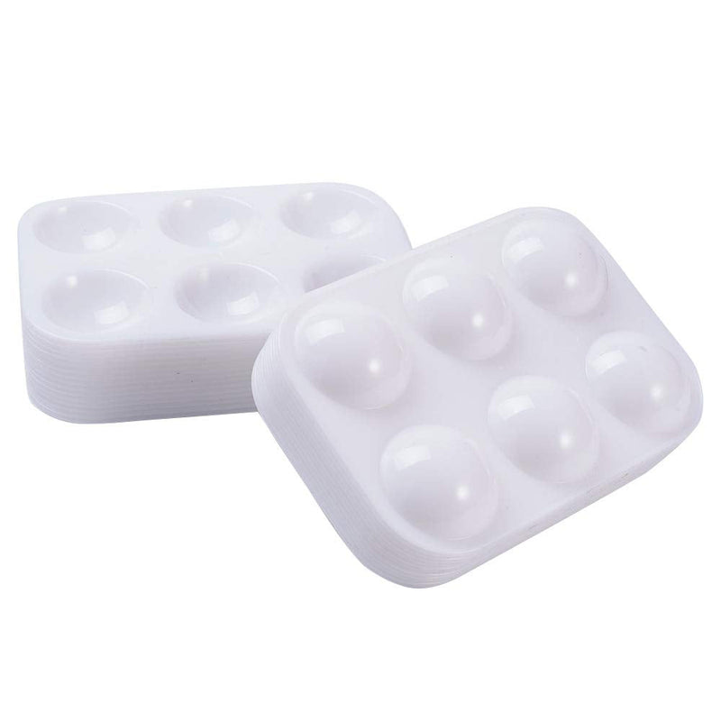 DAIKOYE 30 PCS White Plastic Paint Palettes 6 Well Rectangular Watercolor Palette Painting Tray for Painting Party, DIY Craft and Art Painting - NewNest Australia