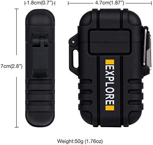 Lighter,USB Rechargeable Lighter,Windproof Arc Lighter Waterproof,Flameless Electric Lighter,Dual Arc Plasma Lighter with Emergency Whistle for Outdoor Adventure,Survival Tactical,Camping Gadgets Black - NewNest Australia