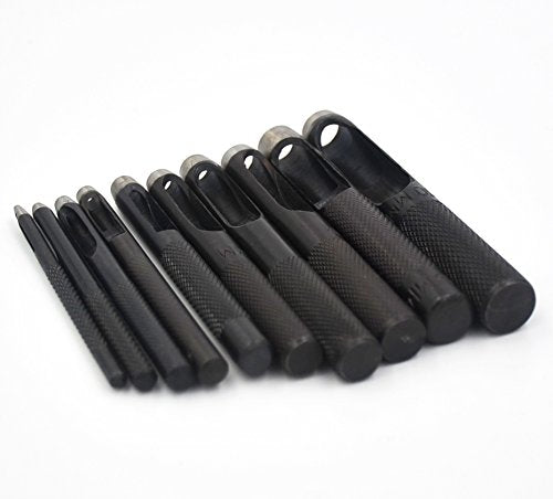 IRISFLY 10pcs Round Steel Leather Craft Hollow Hole Punch 1mm to 10mm for Leather Belt Watch Band Gasket - NewNest Australia