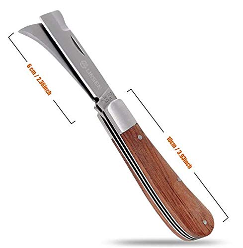 Linsen-Outdoors Garden knife and Grafting Knife with double blade for Left & Right Handed Use,The classic design with confort rosewood handle and Stainless Steel Sharp balde - NewNest Australia