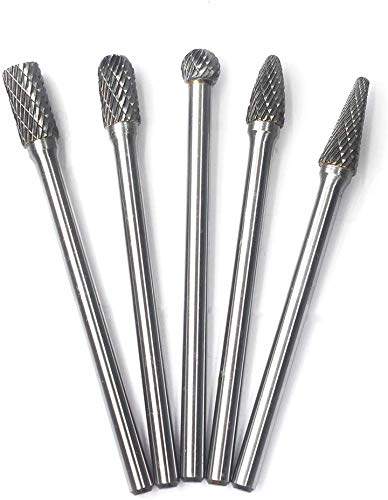 Carbide Burrs Set 5pcs JESTUOUS 1/4 Inch Shank Diameter Extended Long Double Cut edge Solid Tungsten Carbide Burr Rotery File for Die Grinder Bits Drilling - NewNest Australia