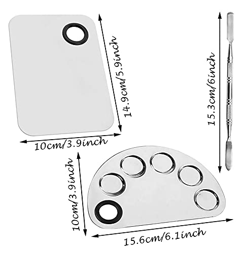 2 Pieces Make-Up Mixing Palette, Nail-Art Mixing Palette, Professional Mixing Palette, Stainless Steel Nail-Art Cosmetic Artist Mixing Blending Palette with Spatula Tool for Makeup, Drawing, Painters - NewNest Australia