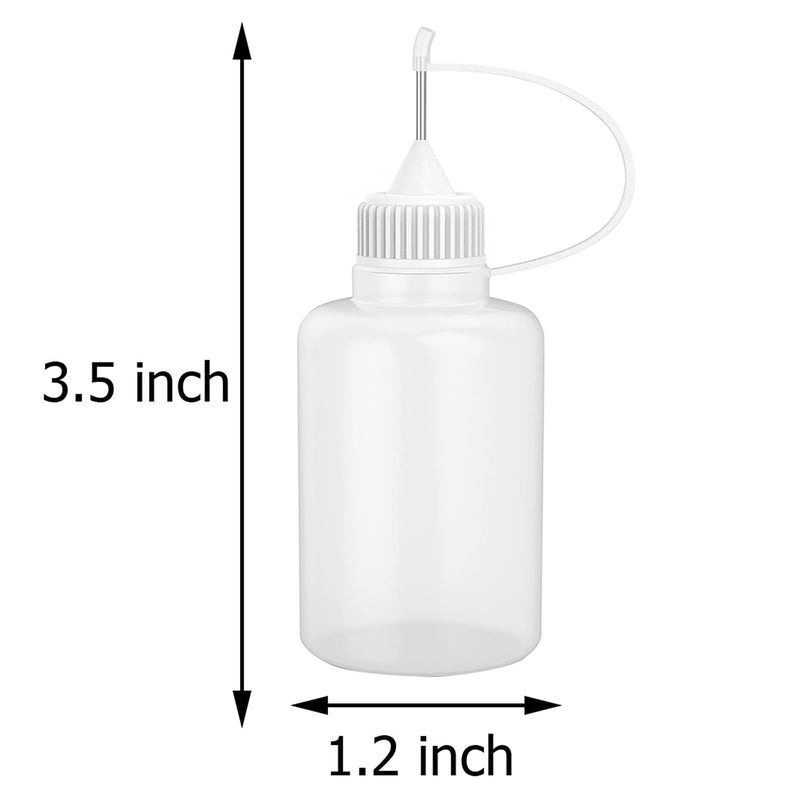 12 Pcs 1 Ounce Needle Tip Glue Bottle 30ml Plastic Dropper Bottles for Small Gluing Projects, Paper Quilling DIY Craft, Acrylic Painting, White Lid - NewNest Australia
