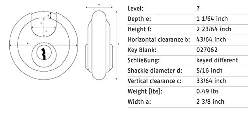 ABUS 24IB/60 Discus Padlock with Stainless Steel Shackle, Keyed Different - NewNest Australia