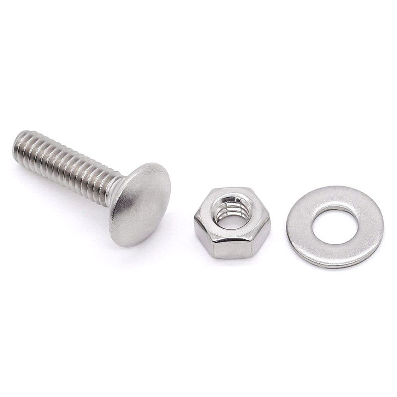 Glvaner (10 Sets) 1/4-20 x 1-1/4" Stainless Steel Carriage Bolts Screws Round Head Square Neck and Hex Nuts & Flat Washers 304 Stainless Steel 18-8 Full Thread Coverage 1/4-20 x 1-1/4" (10 Sets) - NewNest Australia