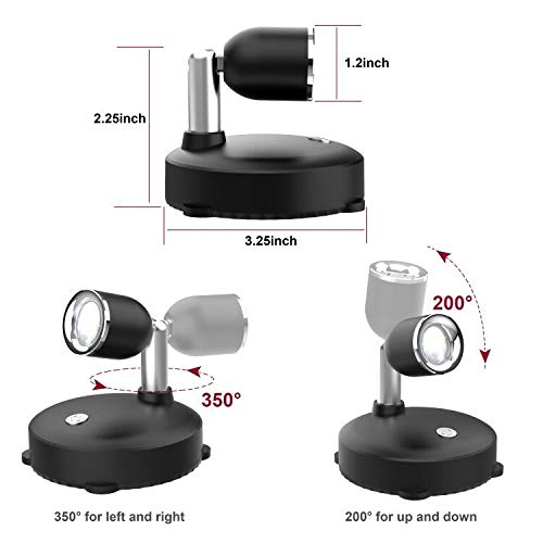 LED Wireless Spotlight, Battery Operated Lights with Remote Control, Dimmable Mini Accent Lighting for Picture Closet Artwork (Black) Black - NewNest Australia