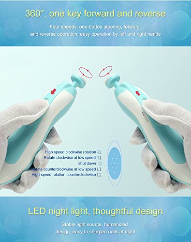Electric Nail File Drill for Baby No Sharp Claws Hurt, 6 in 1 Safety Cutter Trimmer Clipper for Toes and Fingers (Blue) - NewNest Australia
