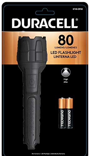 Duracell 80 Lumen Heavy Duty Rubber Flashlight for Everyday Use - Rubberized Construction with Comfort Grip Design with 2-AAA Batteries Included. Great for In-Door & Out-Door Use - NewNest Australia