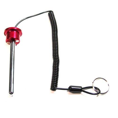 Pin, Tensile - MAGNETIC Universal Weight Stack Replacement SELECTOR KEY - 3/8" Dia | 4" to 4 1/2" Locking Space | DETENT Hitch PINS - RED Anodized Al. Knob w/ reinforced steel wire Laynard - NewNest Australia