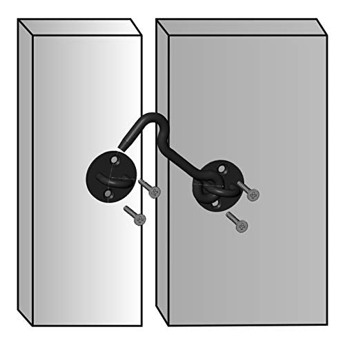 Raswik (2 Pack) 4" Privacy Hook and Eye Latch for Sliding Barn Door, Black - NewNest Australia