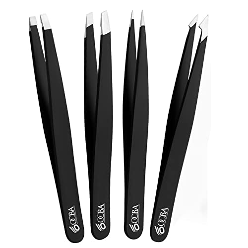Ocba 4-Piece Tweezers Set Precision Tweezers Set Made Of Stainless Steel, Perfect Precision For Eyebrow Plucking, Facial Hair Removal, High-Quality Tweezers For Women And Men - NewNest Australia