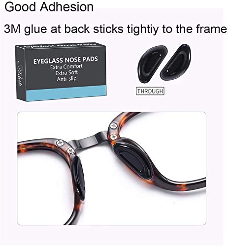 Eyeglass Nose Pads, Adhesive Anti-Slip Nose Pads, Soft Silicone Nose Pad Cushion for Glasses, Eyeglasses, Sunglasses, 12 Pairs (Black) Black - NewNest Australia