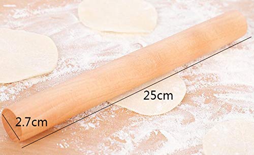 NewNest Australia - VNDEFUL 2PCS Solid Wood Rolling Pin Kitchen Baking Tool and Dough Stick Hand Rolling Pin Dumpling Wrappers 