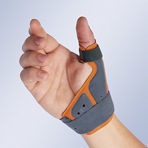 Orliman Medically Approved Breathable Thumb Immobilising Splint - Fits Left & Right Hand - GREY/ORANGE (Supplied to NHS for Arthritis, Tendonitis & Sports Injuries) Small - Medium (Wrist Circ:14-18cm) - NewNest Australia