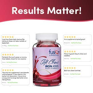 Fusion Lifestyle Iron Supplement for Women and Men, Cherry Flavored Iron Soft Chew Plus Vitamin C for Iron Deficiency and Anemia, 2 Month Supply, 60 Count - NewNest Australia