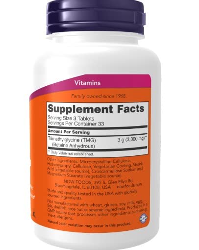 Now Foods, TMG (trimethylglycine), 1,000 mg, 100 vegan tablets, betaine - NewNest Australia