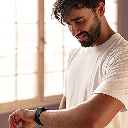 PACK 3 Soft Silicone Bands for Fitbit Versa 2 / Fitbit Versa / Fitbit Versa Lite Classic Adjustable Sport Bands for Women Men Small Large(Without Tracker) (Large, Black+Blue+Grey) - NewNest Australia