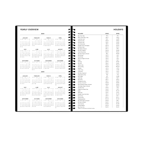 Blue Sky Aligned 2022 Daily Appointment Planner, 5" x 8", Heavyweight Cover, Semi Concealed Wirebound, Black (123853-22) New Edition - NewNest Australia