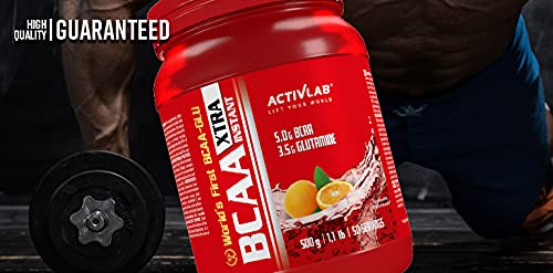 Activlab BCAA Xtra Instant 500g | 5000mg amino acids | 3500mg LGlutamine | Muscle growth, regeneration &amp; Endurance | Orange flavor | BCAA 2:1:1 | Ideal for bodybuilding | Includes measuring cup - NewNest Australia