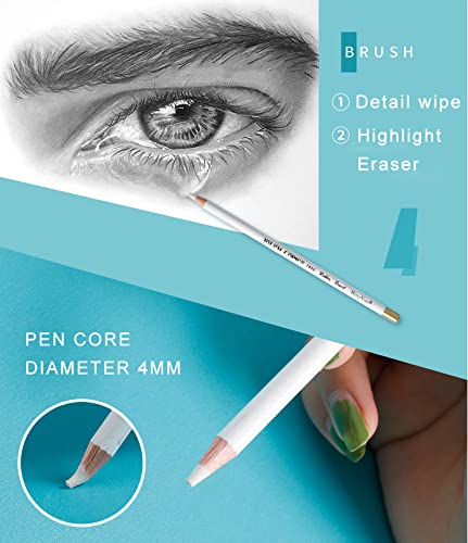 Eraser Pencils Set for Artists, Wooden Sketch Eraser Pen for Charcoal Drawings, Professional Highlight Painting Eraser for Sketching, Revise Erasing Details for Students Limner - NewNest Australia