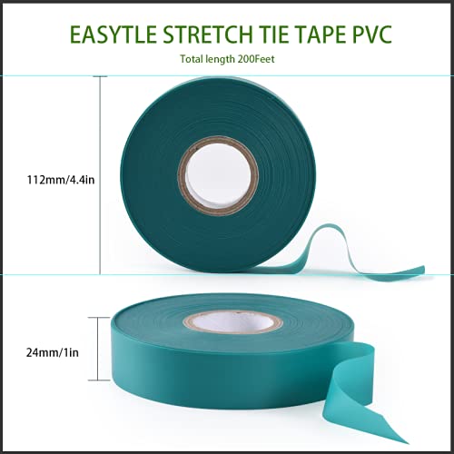 TELENT OUTDOORS Stretch Tie Tape, 1” Wide 200FT Reusable Garden Plant Ties Green Tapes for Plants, Thick Garden Vinyl Stake Ribbon for Branches Flowers Tomatoes Indoor Outdoor Greenhouse - NewNest Australia