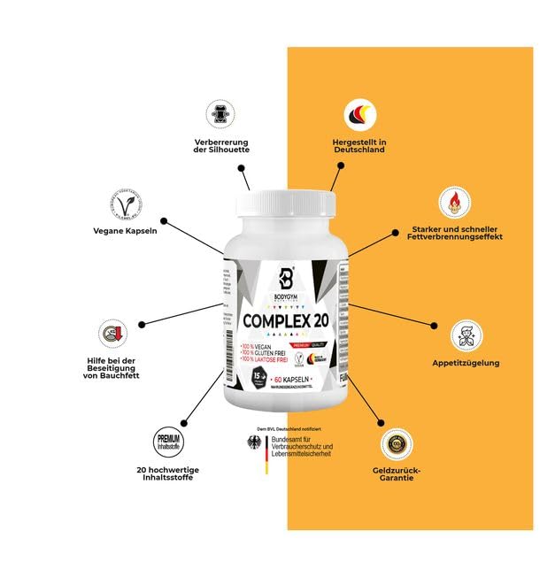 F Burner | Metabolism Complex Vegan | appetite suppressant | 120 diet capsules - fat metabolism - 20 F-burners in 1 capsule - quickly & finally, capsules with high-quality natural ingredients - NewNest Australia