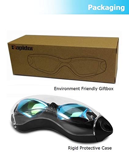 Rapidor Swim Goggles for Men Women Teens, Anti-Fog UV-Protection Leak-Proof, RP905 Series Black- Tinted & Mirrored Lenses - NewNest Australia
