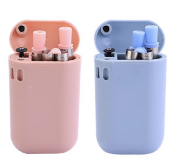 2 x His and Hers Collapsible Straw with Travel case (Stainless Steel) | Pink and Blue Foldable Straws | Reusable Environmentally Friendly Drinking Straw with Bonus Cleaning Brush | Portable Metal - NewNest Australia