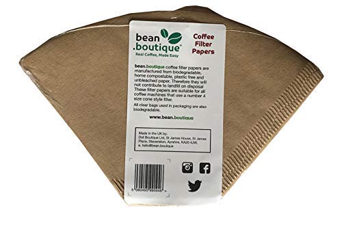 Bean.boutique Plastic Free, Unbleached Paper Empty Self Fill Coffee Filter Papers Biodegradable Size 4, 4-12 Cup, 40 - NewNest Australia