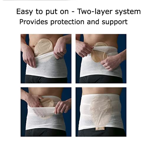 Corsinel Pack Of 3 Stomasafe Classic Two-Layer Abdominal Bandage With Light Support For Fixing The Ostomy Bag ‚Îç Belly Band For Easy Donning And Unhindered Access To The Stoma, White, L - NewNest Australia