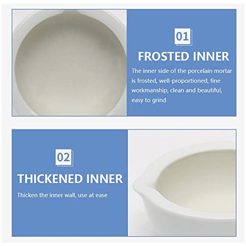 90mm Porcelain Mortar And Pestle Mixing Grinding Bowl Set Crusher DIY Tool For Kitchen - NewNest Australia