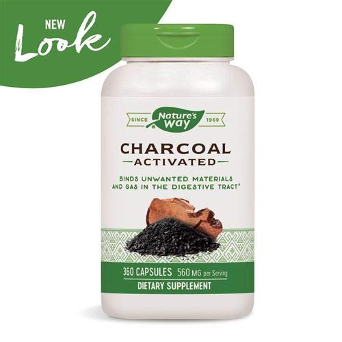 Nature's Way Activated Charcoal, Binds Unwanted Materials and Gas*, 560mg per Serving, 360 Capsules - NewNest Australia