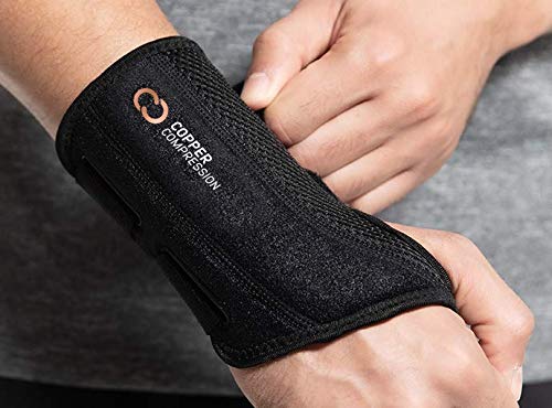 Copper Compression Recovery Wrist Brace - Copper Infused Adjustable Support Splint for Pain, Carpal Tunnel, Arthritis, Tendonitis, RSI, Sprain. Night Day Splint for Men Women - Fits Left Hand S-M Left Hand Small/Medium (Pack of 1) - NewNest Australia