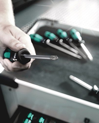 Wera - 5105650001 Kraftform Plus 334/6 Screwdriver Set with Rack and Lasertip, 6-Pieces Slotted: 6.5x150mm, 3x80mm, 4x100mm, 5.5x125. Phillips: PH1x80, PH2x100 - NewNest Australia