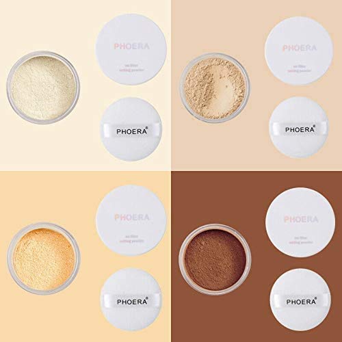 Aquapurity - PHOERA Translucent Makeup Setting Matte Face Powder + Puff Long Lasting Lightweight Foundation Make Up Fixer Beauty Blender Highlighter Palette Flash Photography (101-Translucent) 101 - Translucent - NewNest Australia