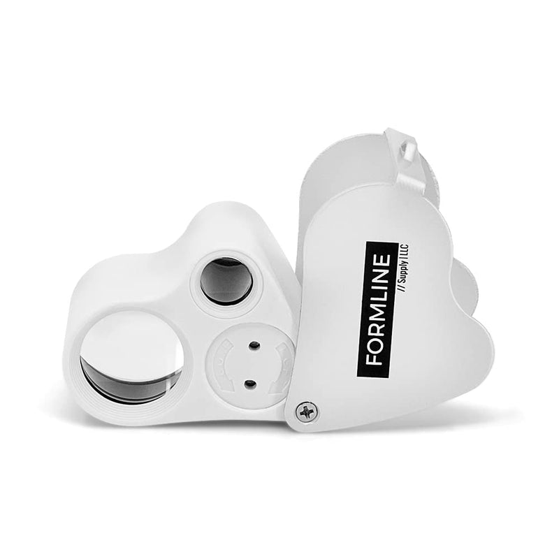 Formline LED Illuminated Jewelers Loupe / Trichome Scope (60x + 30x Lens) - Magnifier Made for Gardening, Jewelry, Antiques, Coins, Rocks, Stamps, Hobbies, Watches, Photos and Science (White/Silver) White - NewNest Australia