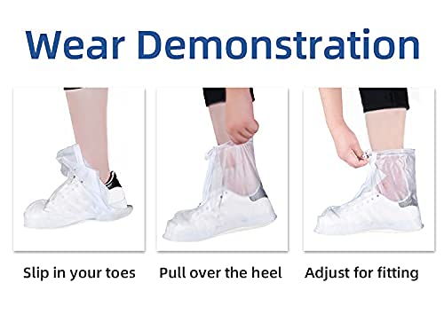 Waterproof Shoes Cover, Non-slip Rain Snow Boots Shoes Cover Reusable Women Men PVC Rubber Sole Overshoes Protectors for Outdoor Cycling Camping Fishing Travel (XXL, White) XXL/12in - NewNest Australia