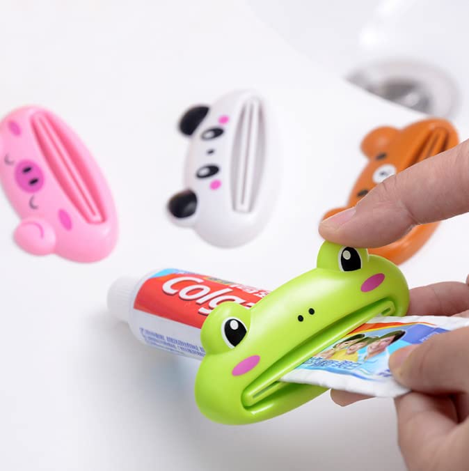 Funny and Cute Toothpaste Squeezer - Animal Faced Tube Squeezer - Pig - Frog - Panda - Bear - 4pcs Per Packet - Toothpaste Tube Dispenser - Plastic - Great for Kids - NewNest Australia